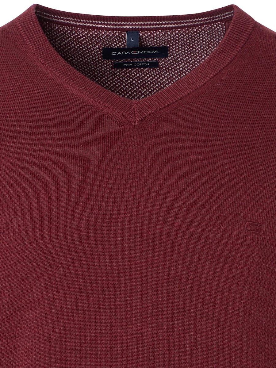 Casa Moda Heren Trui Met V-Hals Pima-Katoen 004430-485 Rood