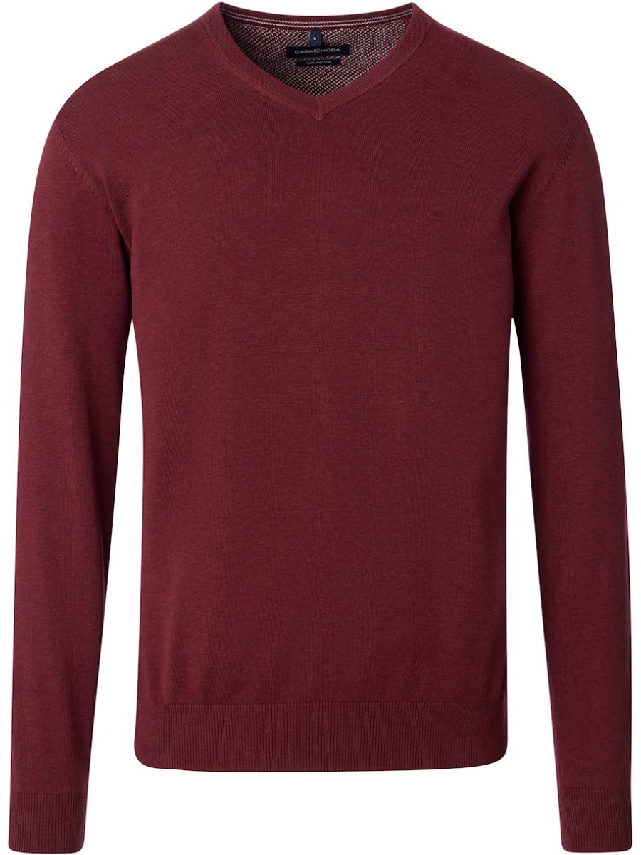 Casa Moda Heren Trui Met V-Hals Pima-Katoen 004430-485 Rood - Afbeelding 3