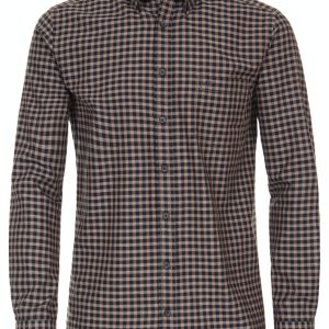 Casa Moda overhemd blauw en bruine ruit button down flanel