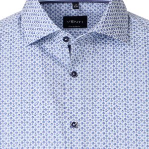 Venti Heren Overhemd Met Print Katoen Modern Fit 226110500-100 Blauw