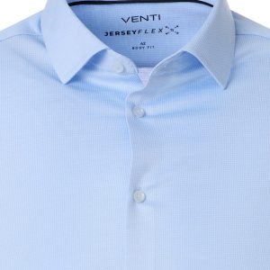 Venti Jerseyflex Overhemd Print Modern Fit Blauw 226110550-100